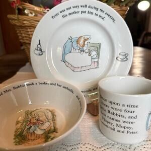 Wedgwood Peter Rabbit 3‑Piece Set – Plate, Bowl & Cup – 1993 Edition
